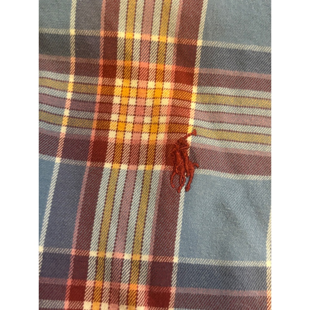 Ralph Lauren Button Down Mens M Blue Red Plaid Custom Fit Cotton Long Sleeve - Picture 3 of 3